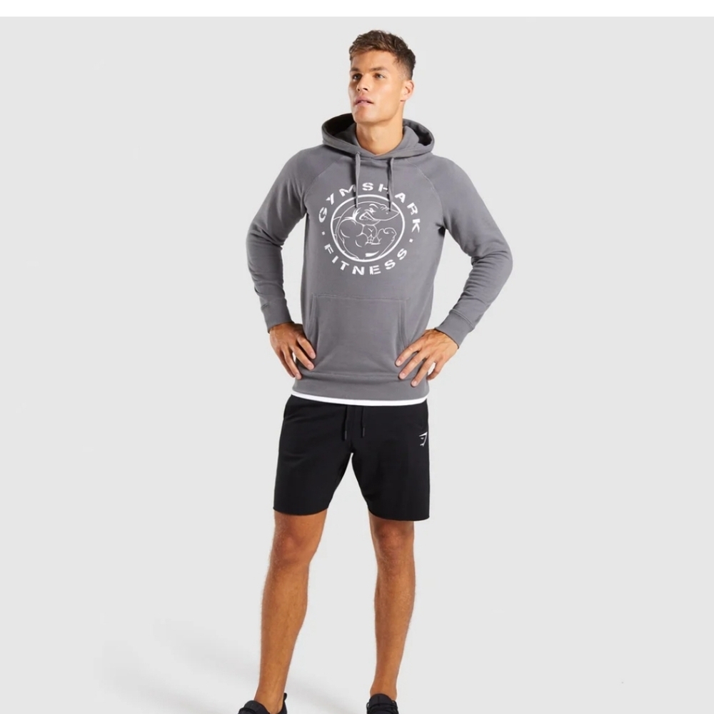 Gymshark Charcoal Hoodie and Black Shorts Combo
